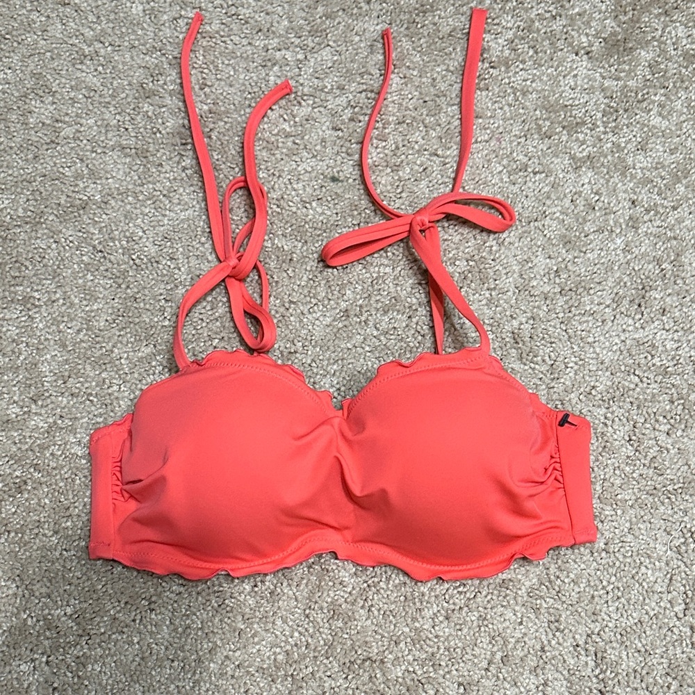 Shade & Shore Coral Tie Strap Underwire Bikini Top